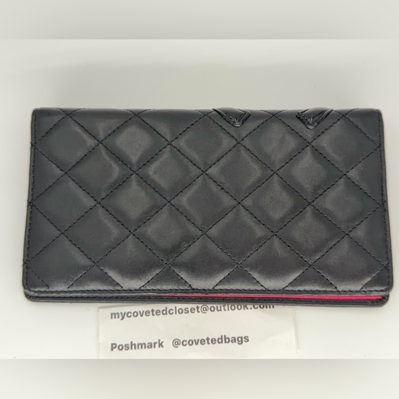 CHANEL Cambon Quilted Checkbook Wallet w/Bright Pink Interior and Entrupy COA - Picture 4 of 15